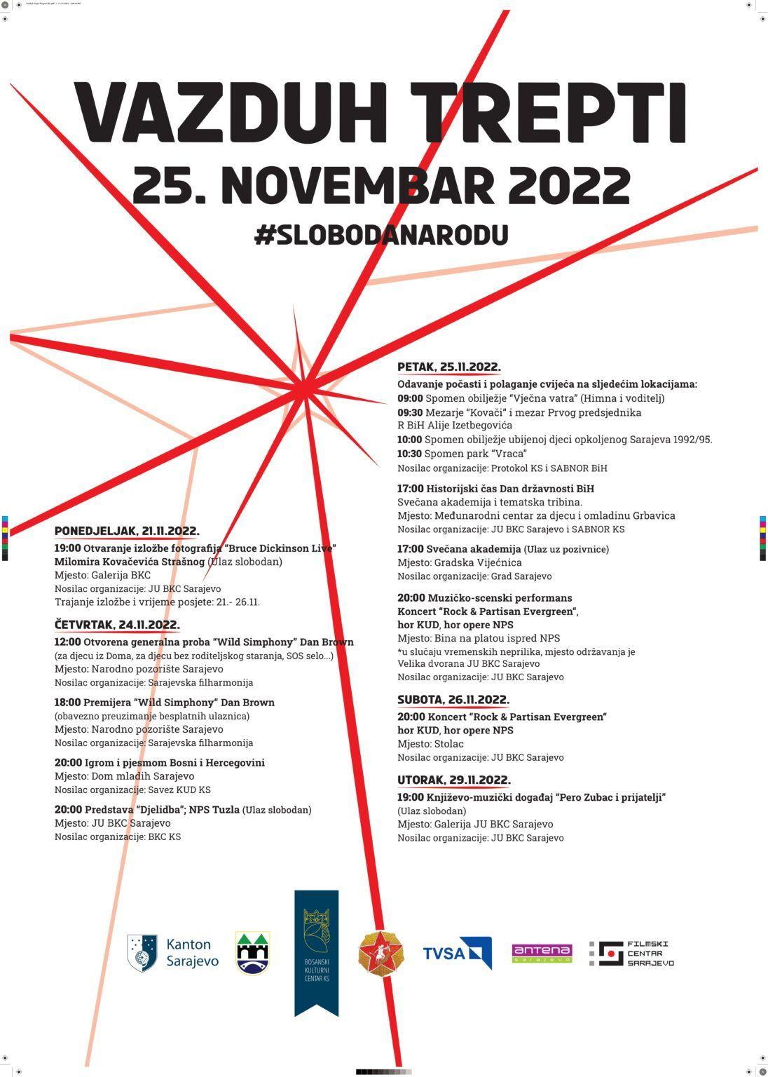 Bogat program obilježavanja 25. novembra - Dana državnosti Bosne i Hercegovine u Kantonu Sarajevo i Gradu Sarajevu